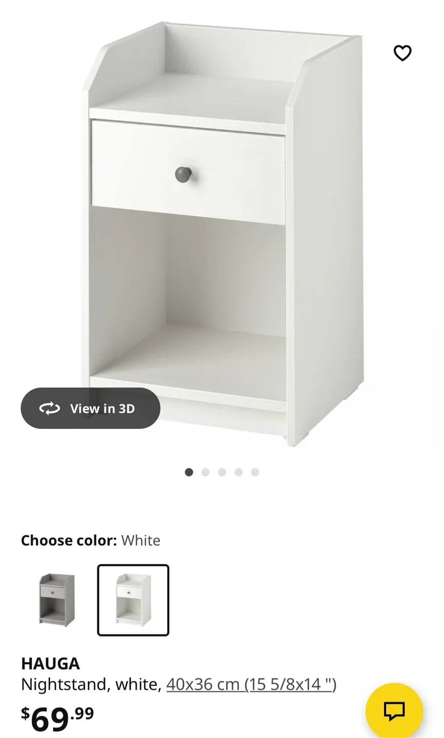 Two pieces IKEA Hauga White Nightstand