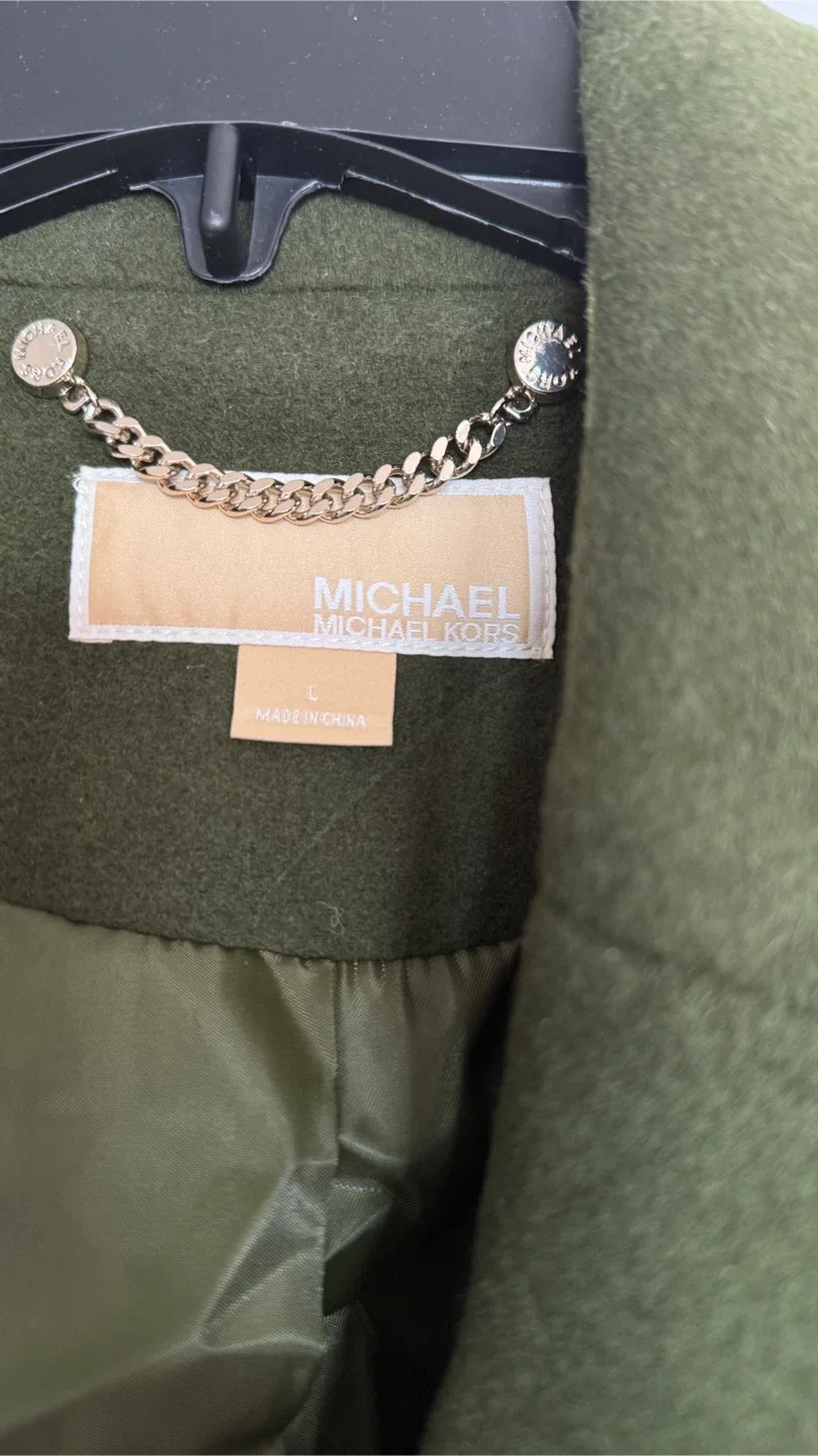 Michael Michael Kors Olive Green Wool Coat - Size L image indicator(2)