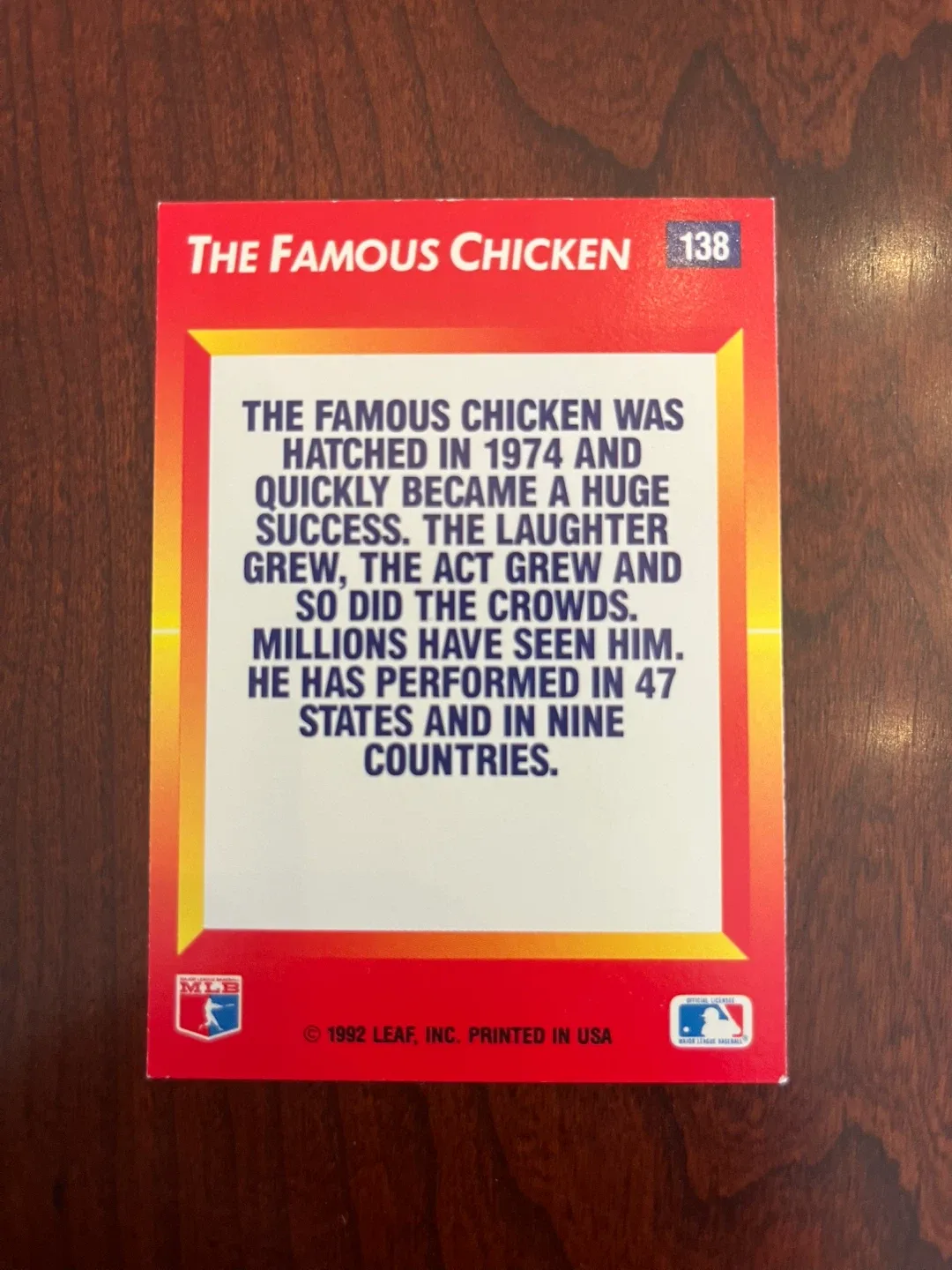 1992 DONRUSS TRIPLE PLAY 138 THE FAMOUS CHICKEN image indicator(2)