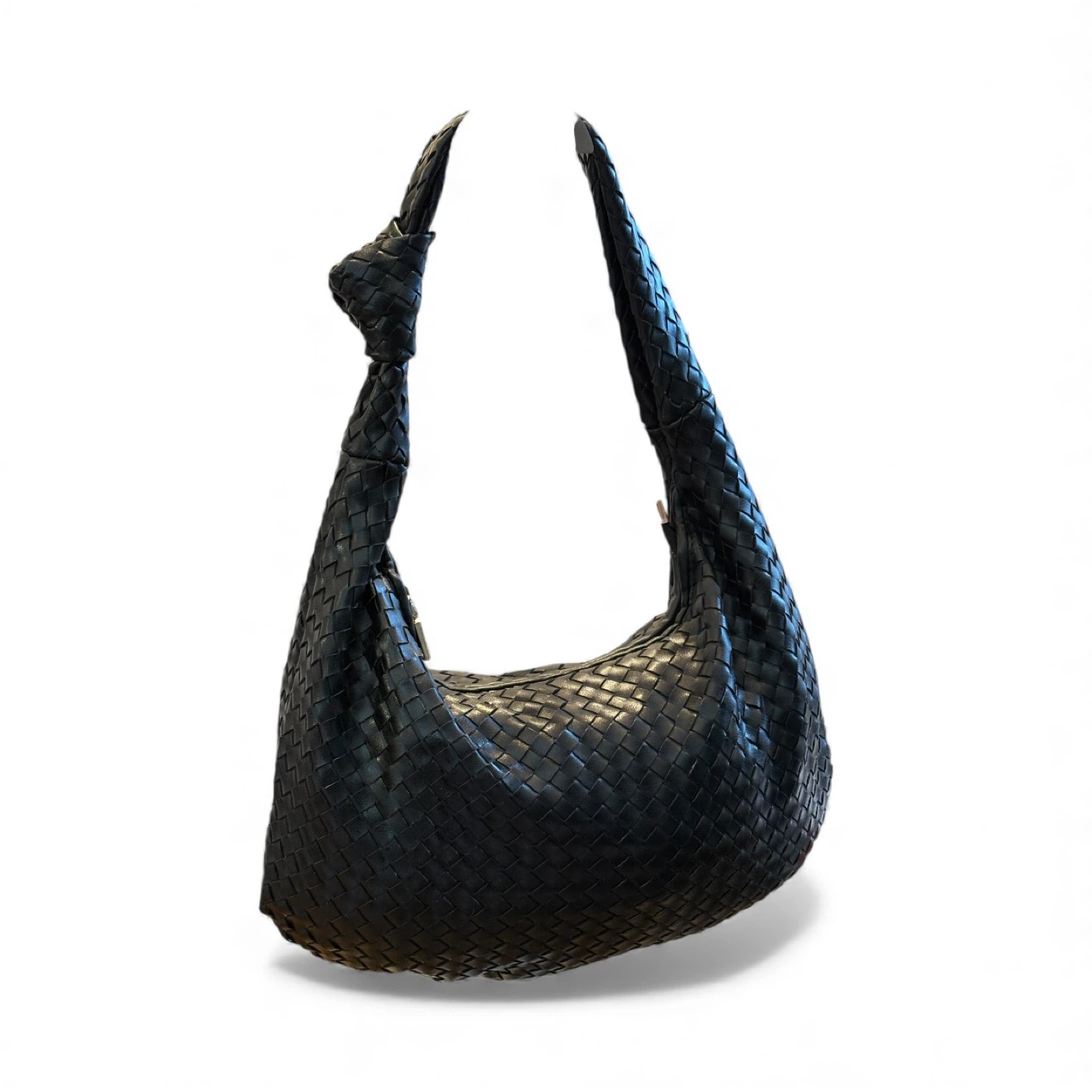 Italian leather Black Woven Hobo Bag