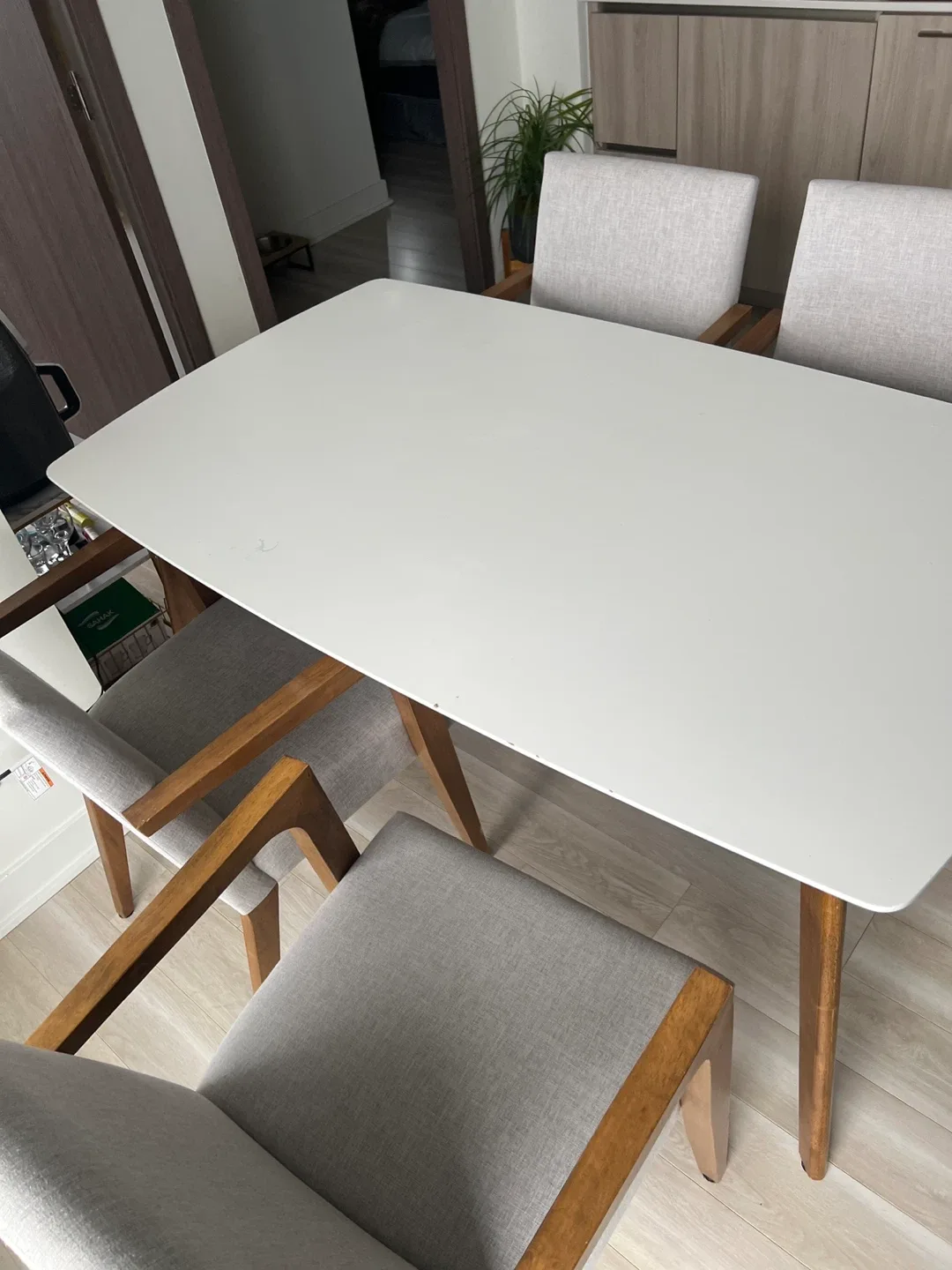 Dining Table with 4 Chairs - White & Grey