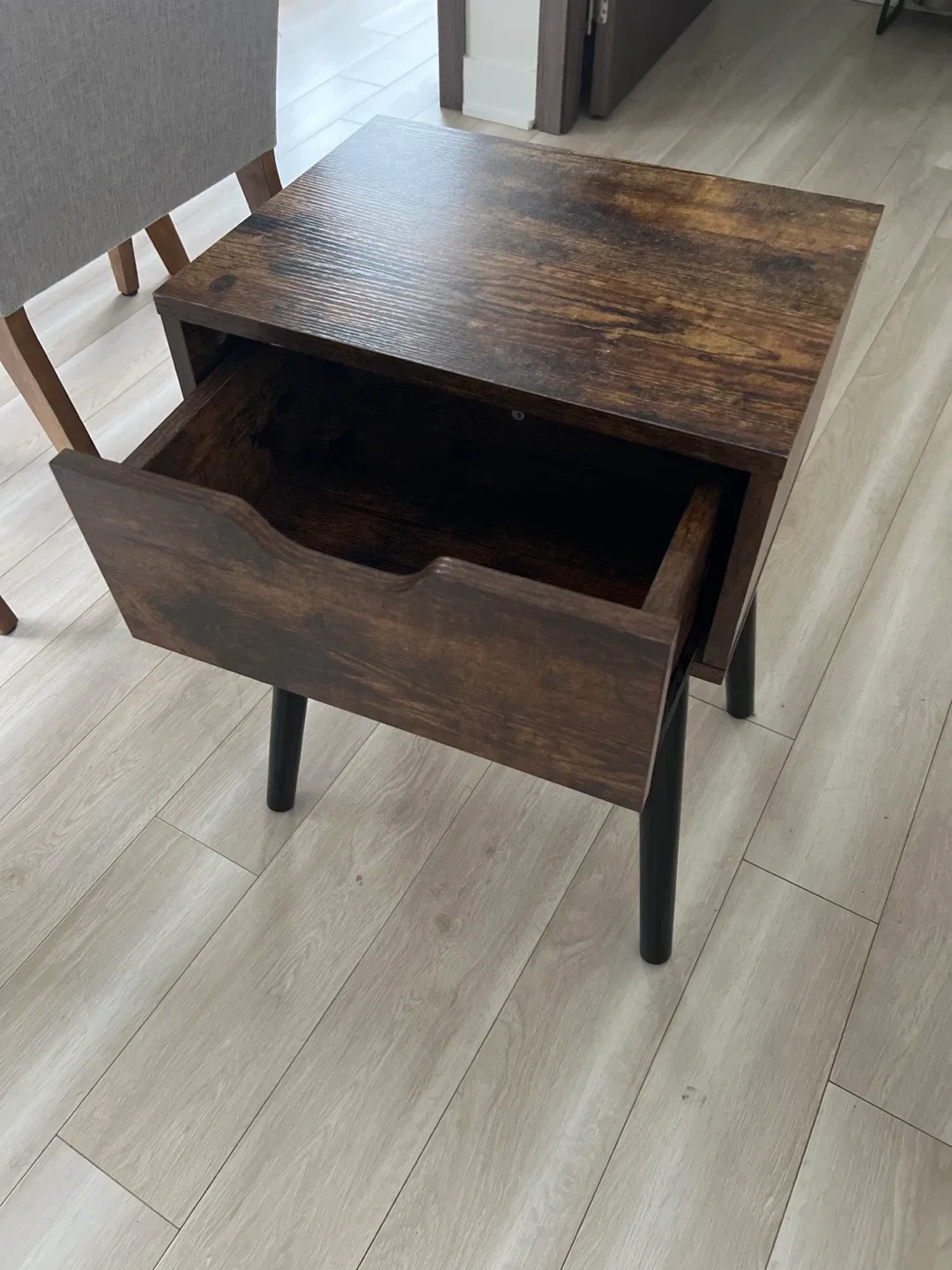 Brown Wooden Nightstand with Drawer (two)