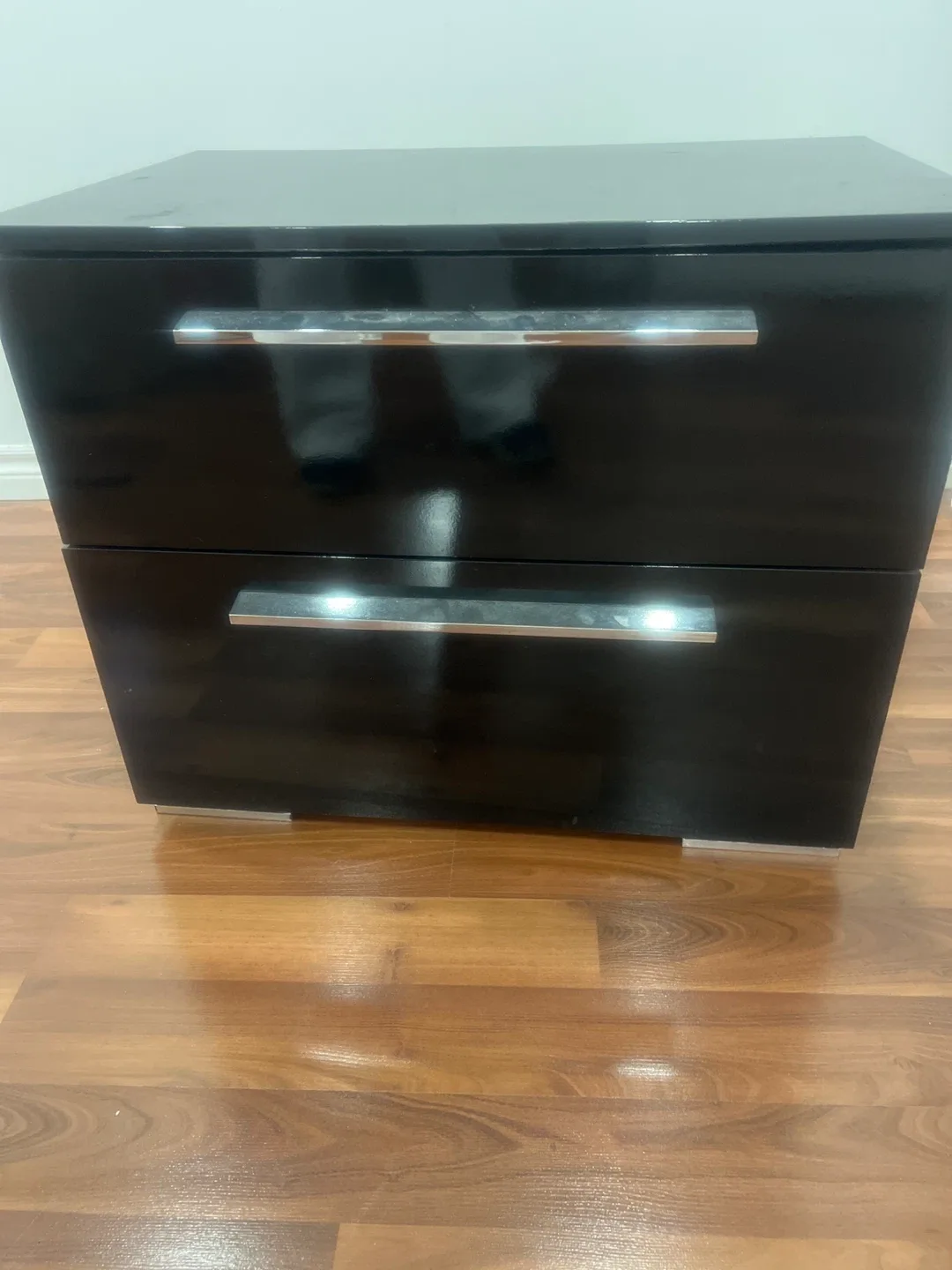 Black 2-Drawer Nightstand