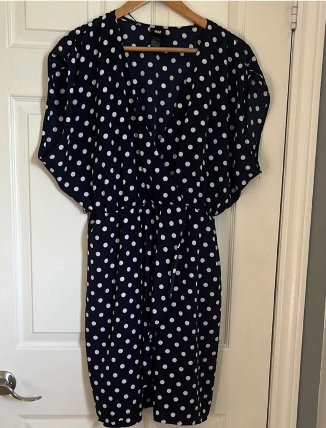 H&M Navy Blue Polka Dot Dress - Size 14