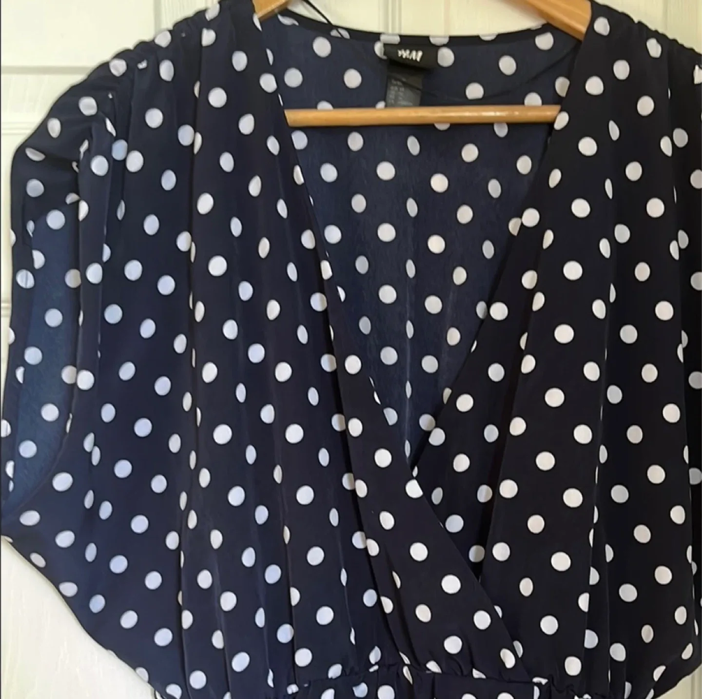 H&M Navy Blue Polka Dot Dress - Size 14 image indicator(3)