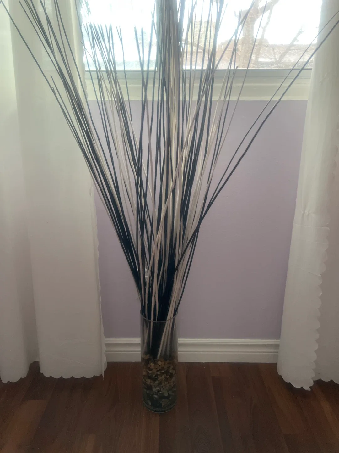 Decorative Vase with Black and White Sticks