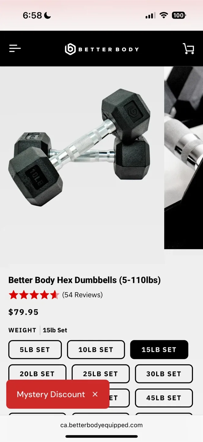 Pair of 15 lb Better Body Hex Dumbbells + FREE 5 lb Dumbbells image indicator(5)