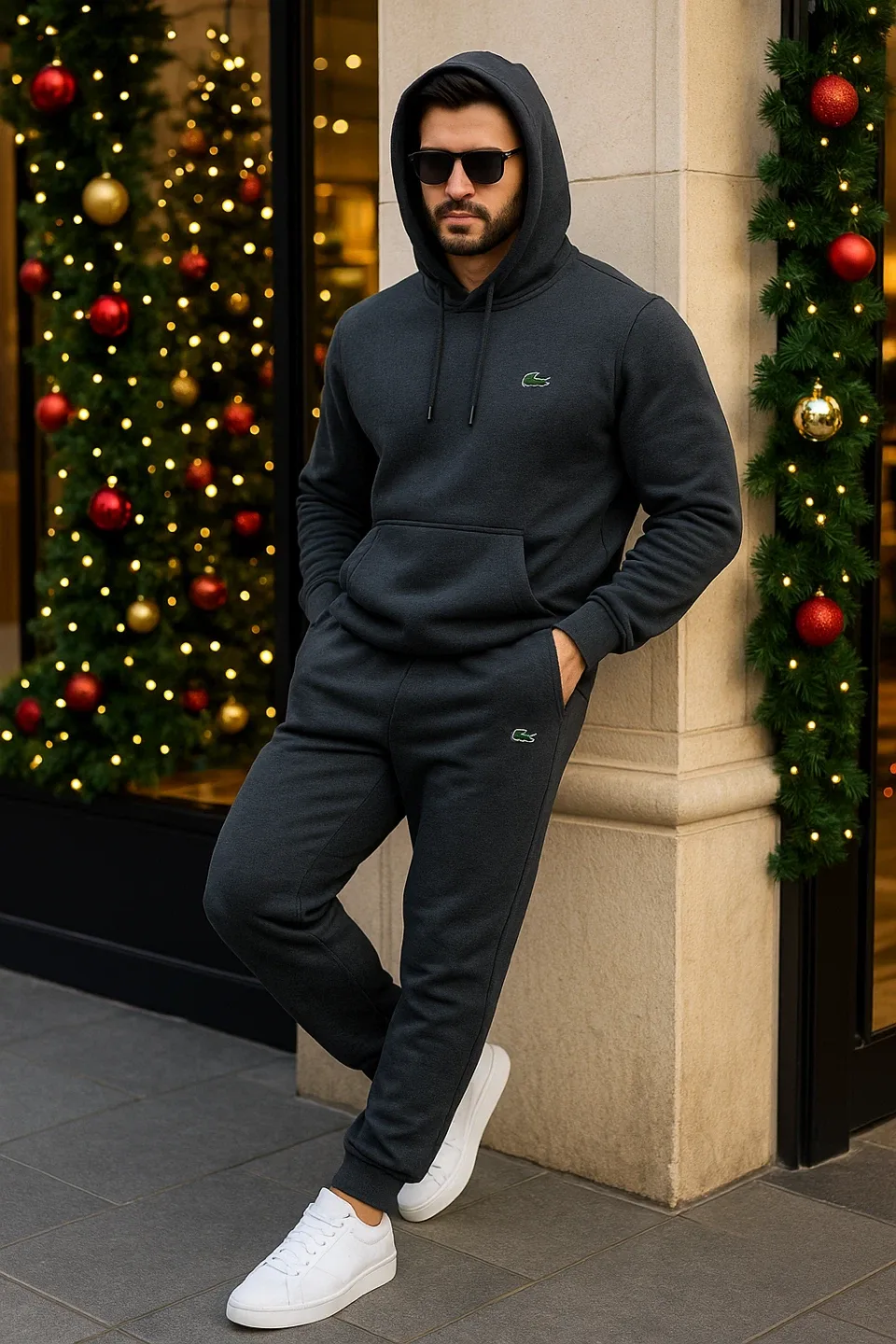 Lacoste Hoodie & Sweatpants Set 2 colors dark blue and black image indicator(6)