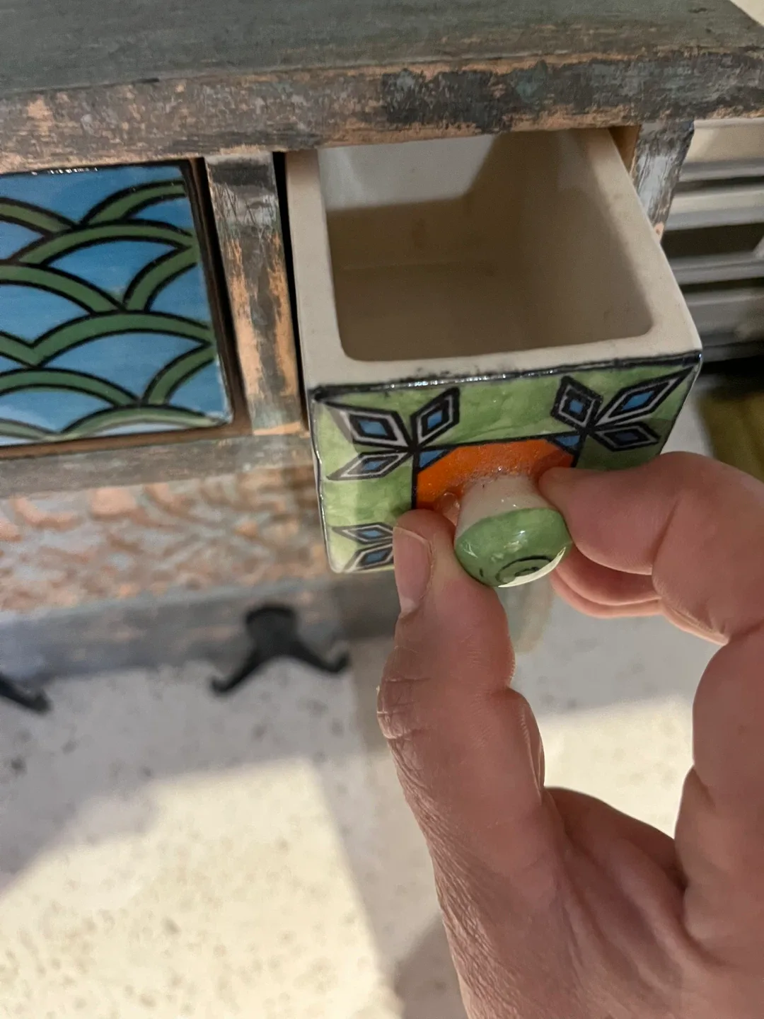 Rustic Wall Shelf with Drawers & Hooks image indicator(3)