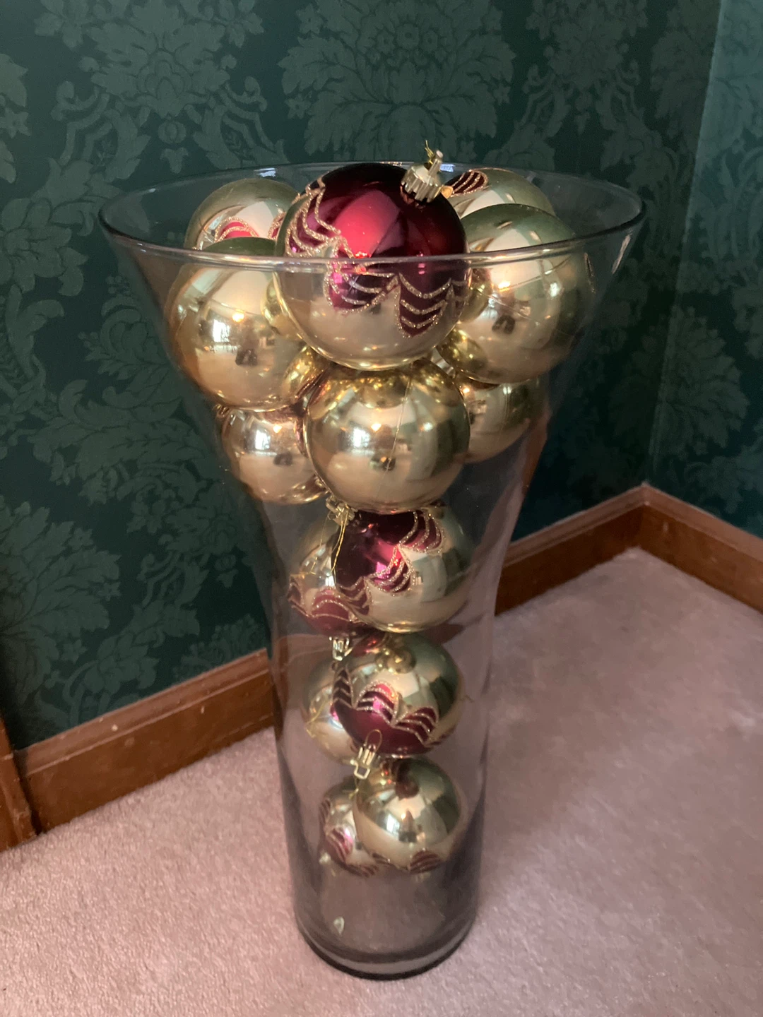 Gold & Burgundy Christmas Ornaments