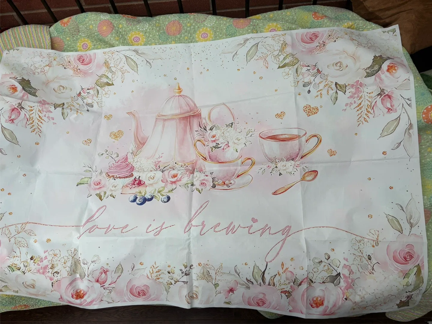 Floral 'Love is Brewing' Backdrop