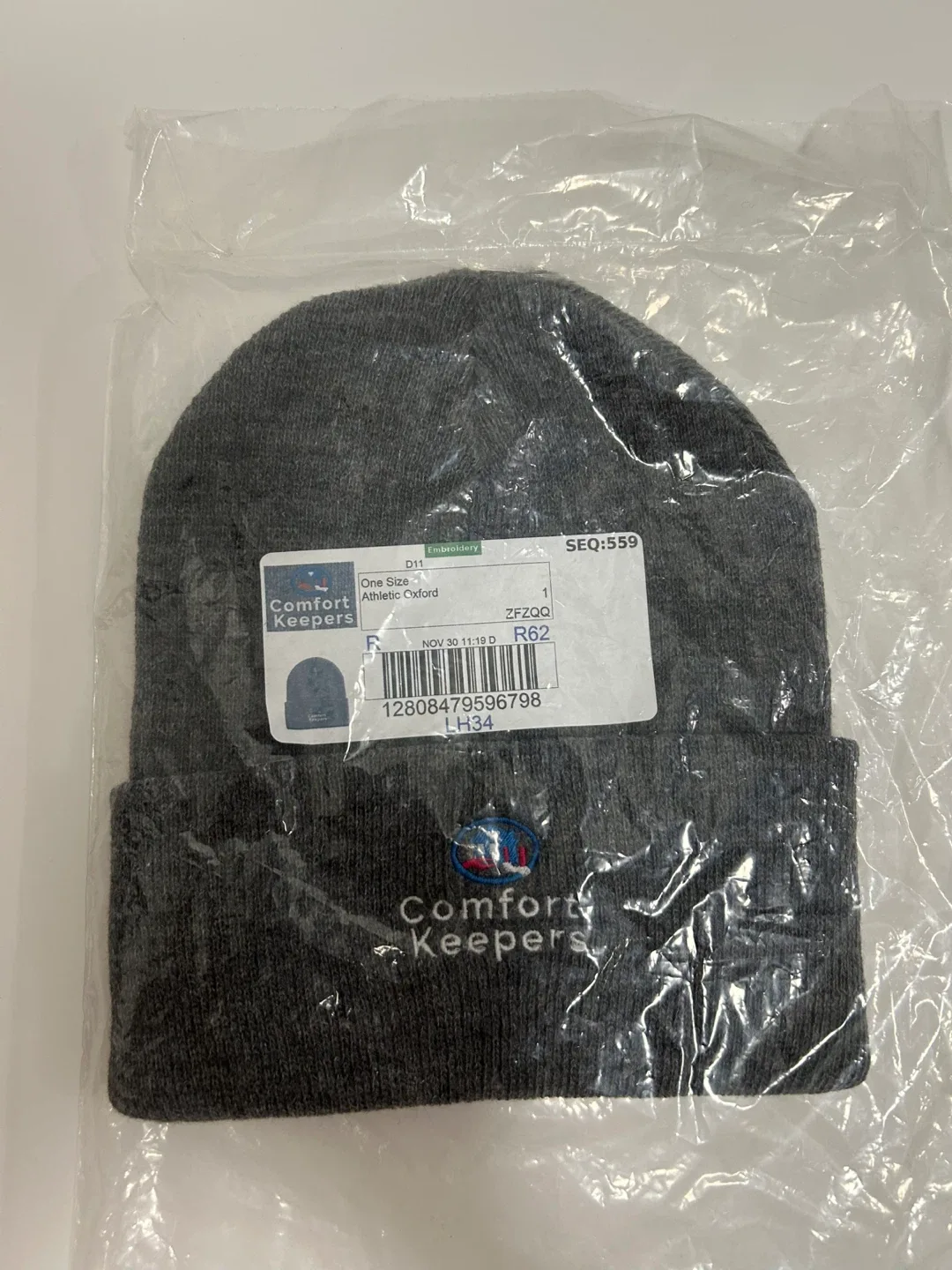 #Cleanout New in Package -Comfort Keepers Grey Beanie Comfy