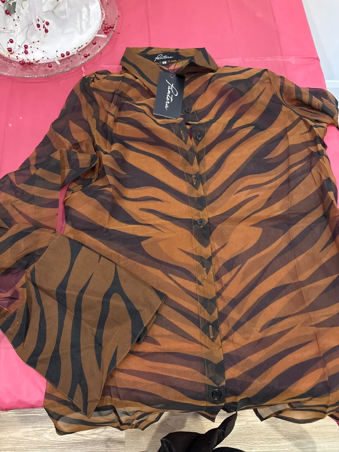 Fantora Tiger Print Blouse - Size XS