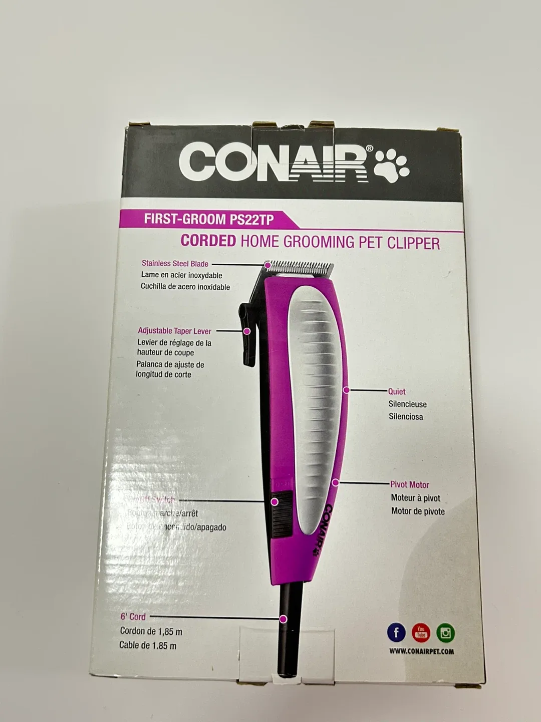 #Cleanout Preowned Conair Groom PS22TP Corded Pet Clipper Purple image indicator(4)