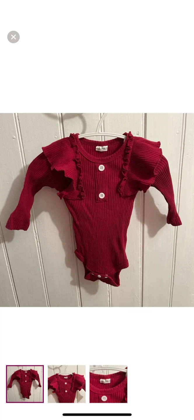 Red Baby Bodysuit - Size 1-3M