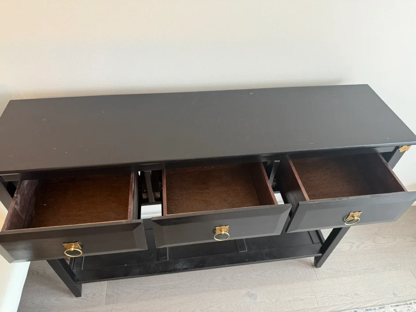‼️Black/brown console with 3 drawers image indicator(4)