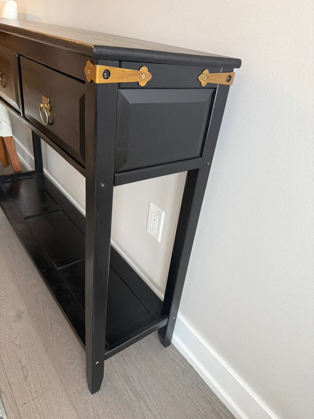 ‼️Black/brown console with 3 drawers image indicator(5)