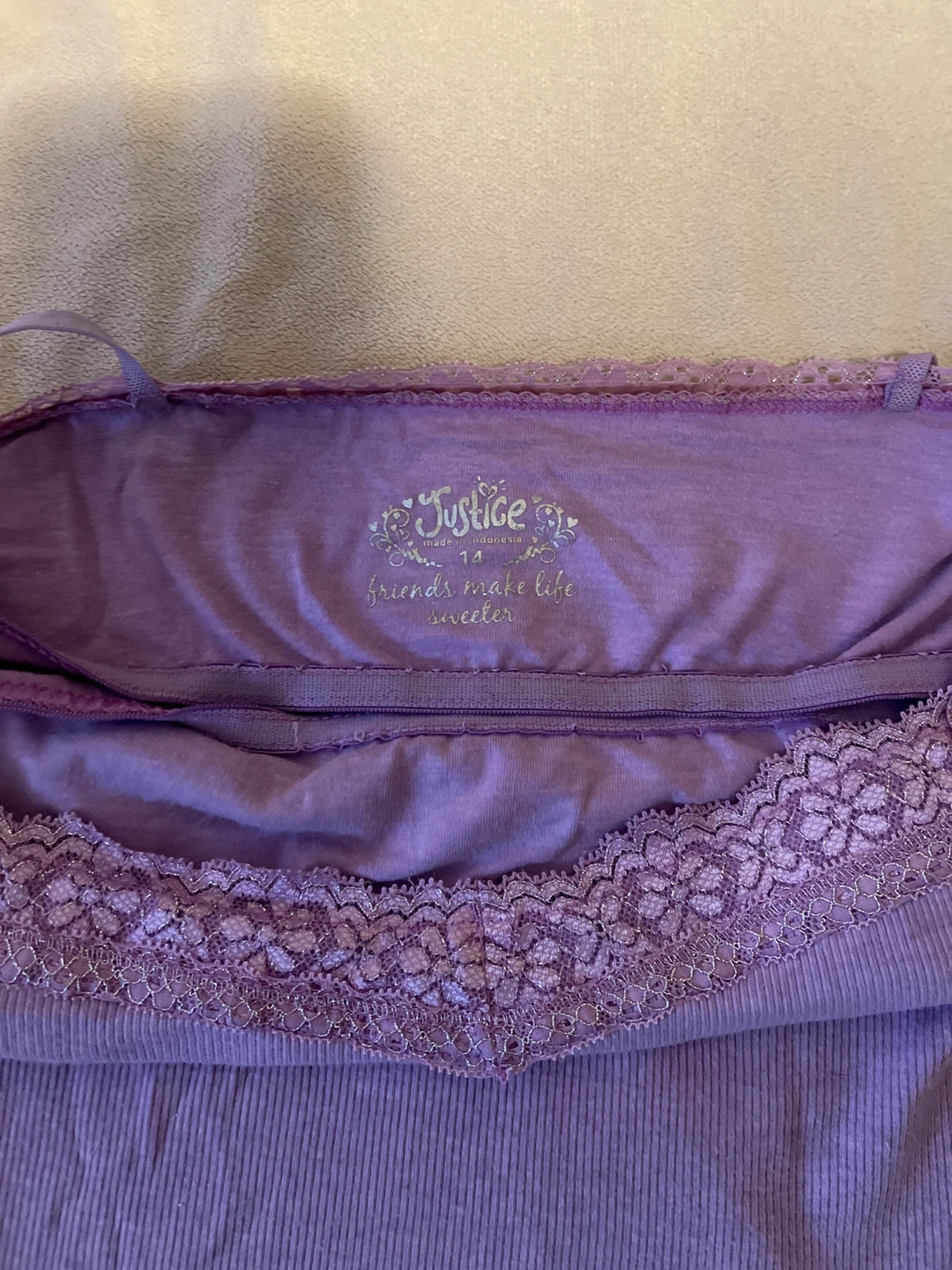 Justice Purple Lace Trim Tank Top - Size 14 - photo 3