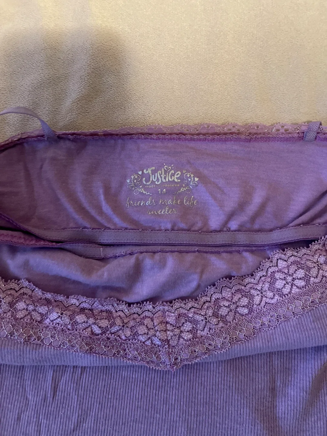 Justice Purple Lace Trim Tank Top - Size 14 image indicator(3)