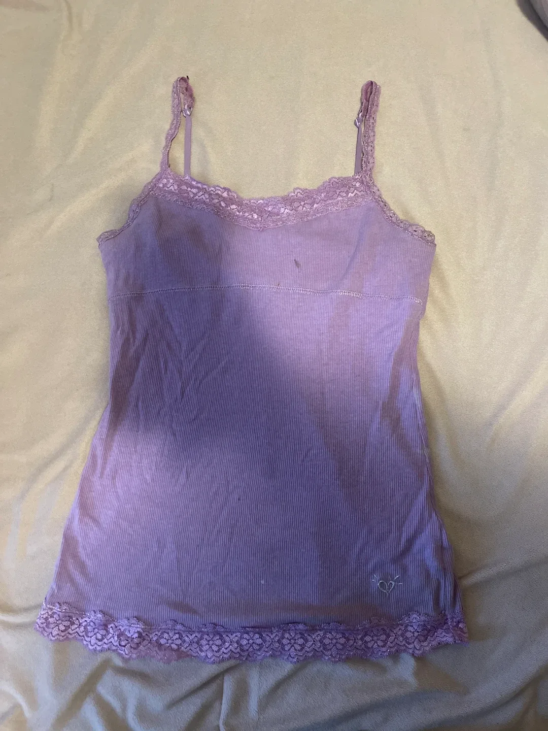 Justice Purple Lace Trim Tank Top - Size 14