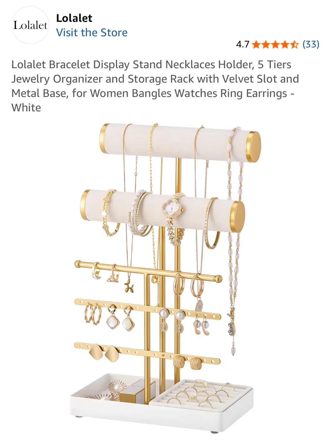 Lolalet Jewelry Organizer - White
