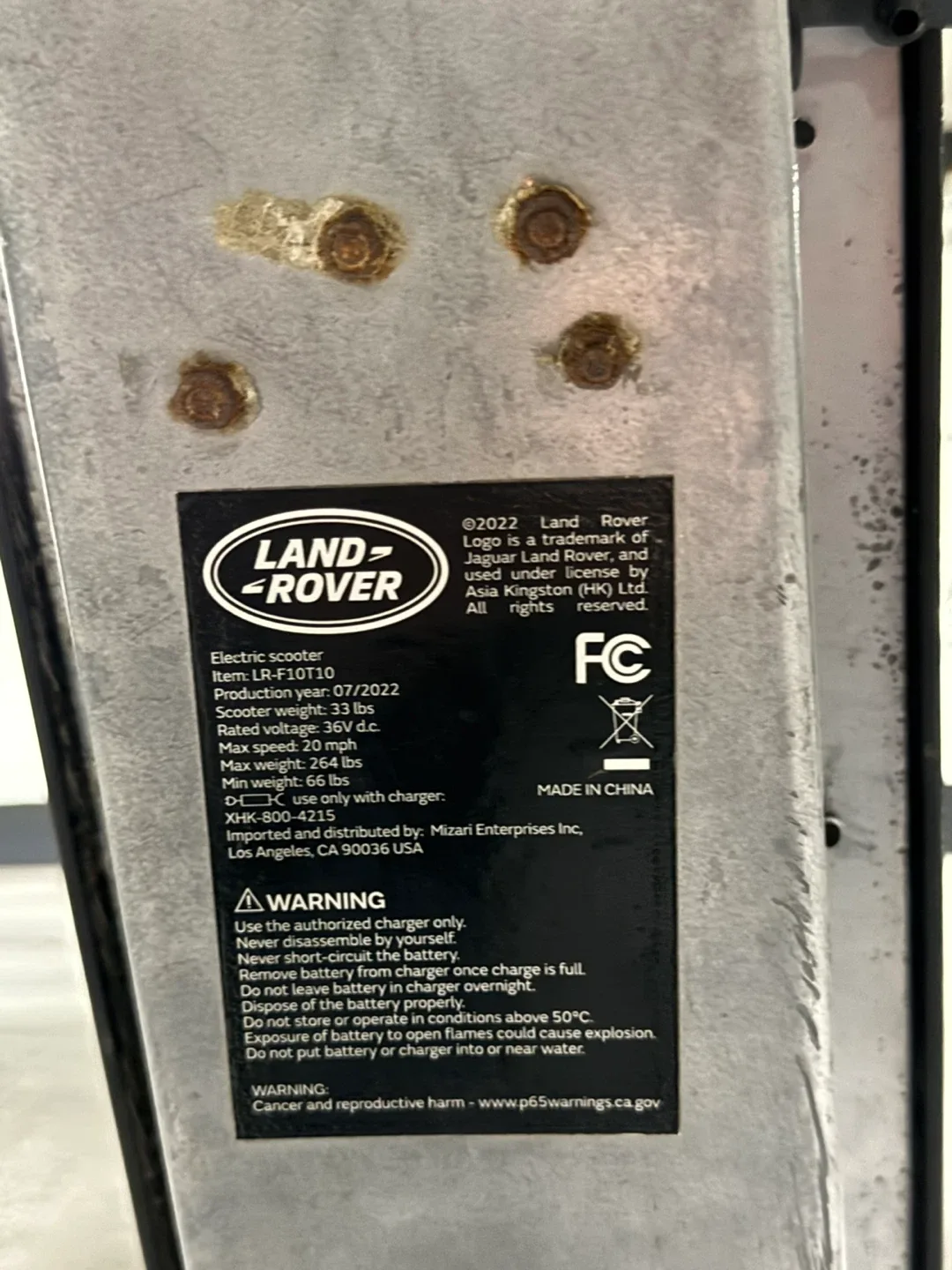 Land Rover LR-F10T10 Electric Scooter