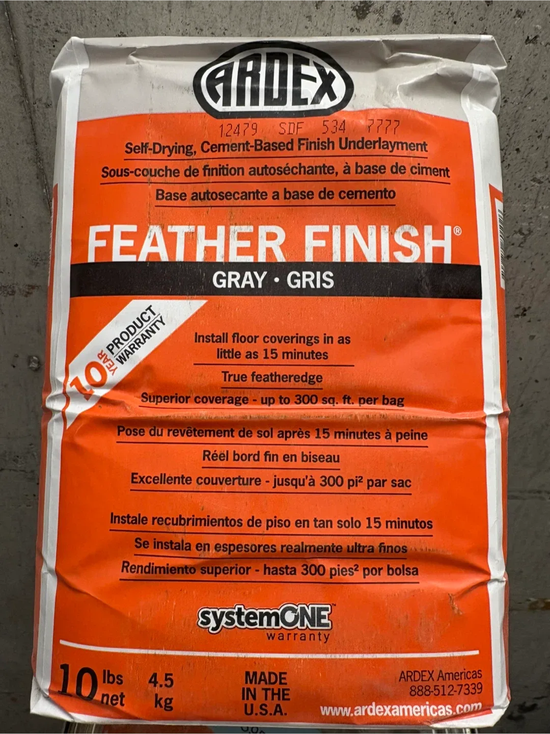 Ardex Feather Finish - Gray, 10 lb Bag