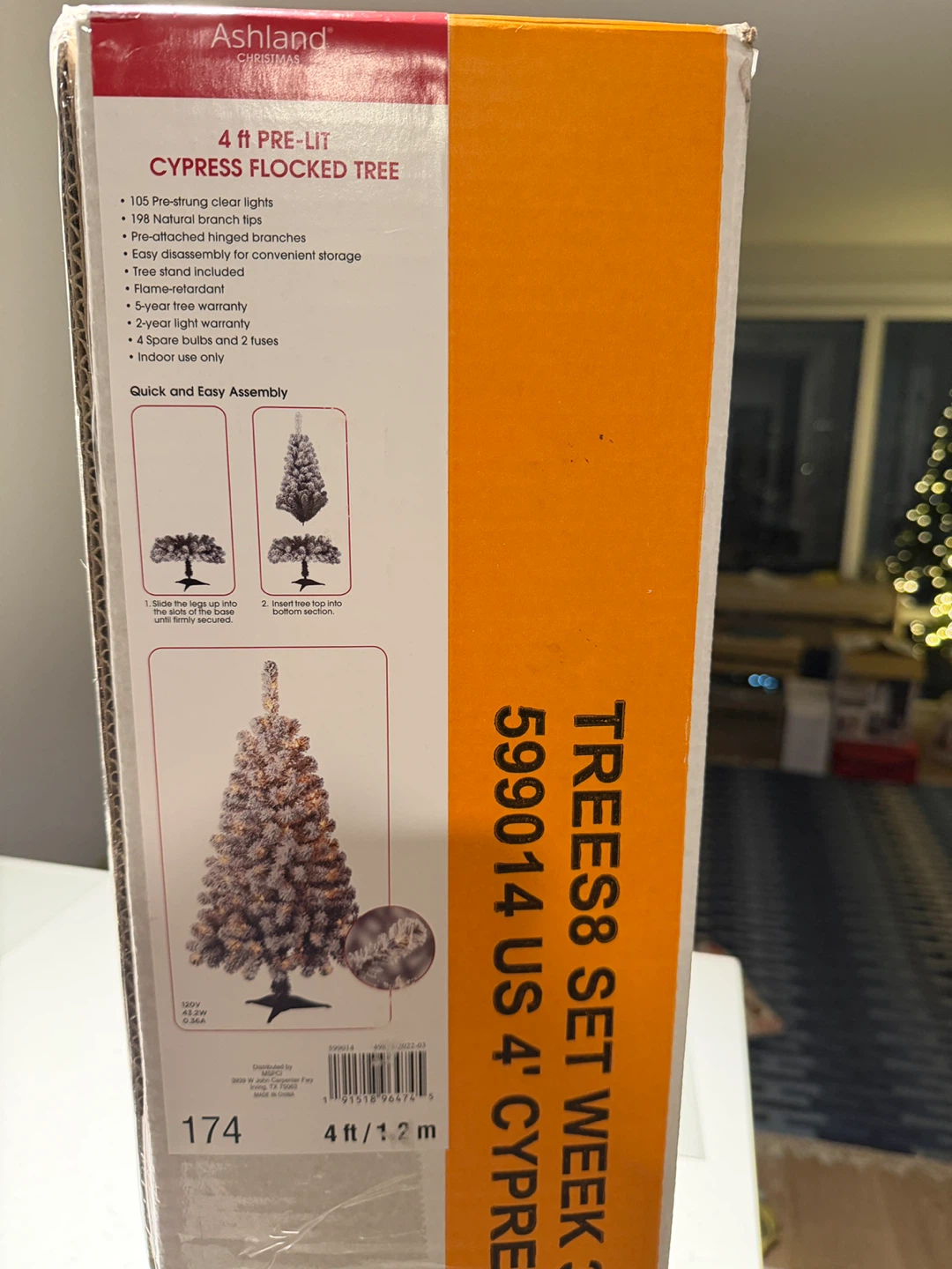 Ashland 4 ft Pre-Lit Cypress Flocked Tree