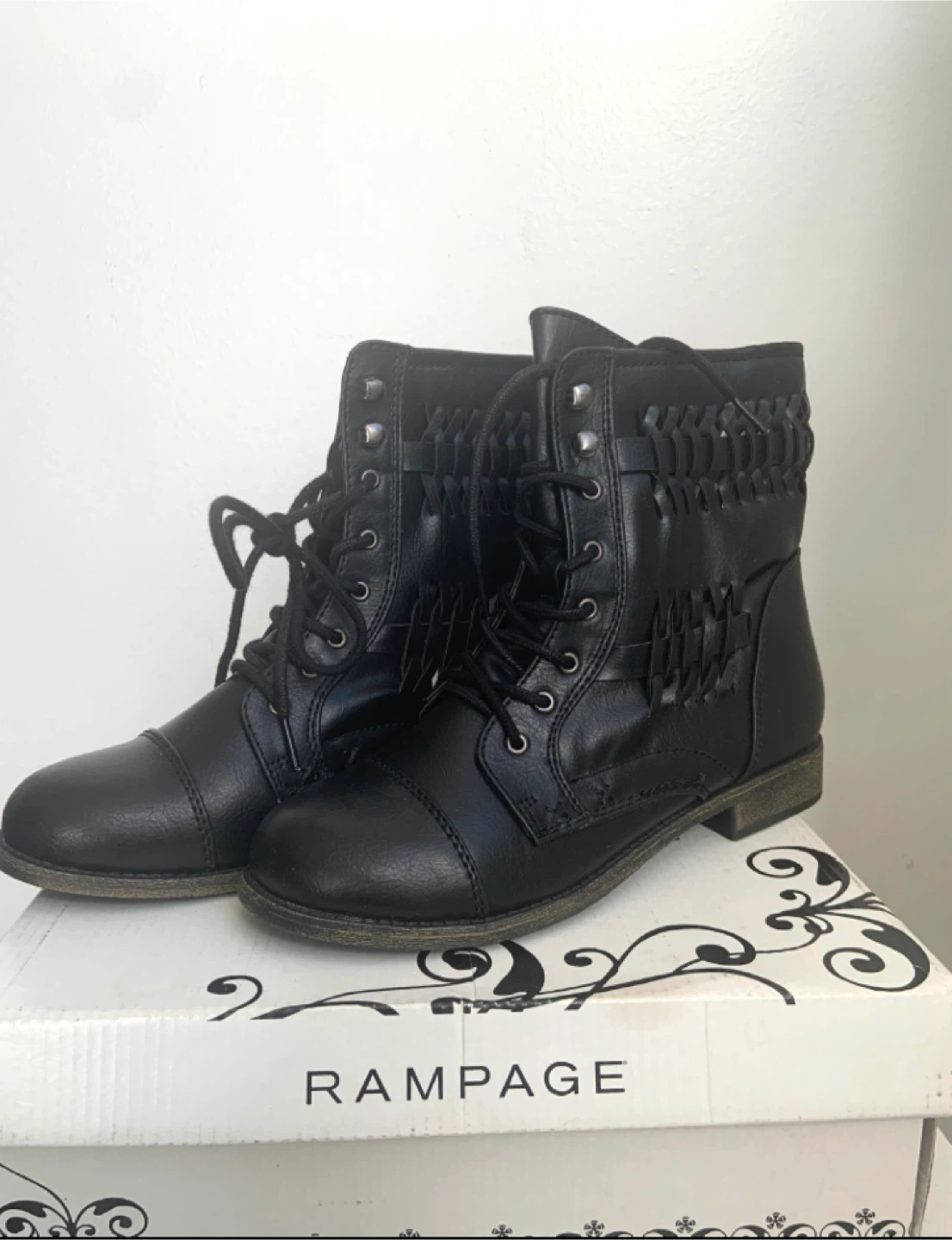 BRAND NEW Rampage Black Lace-Up Combat Boots