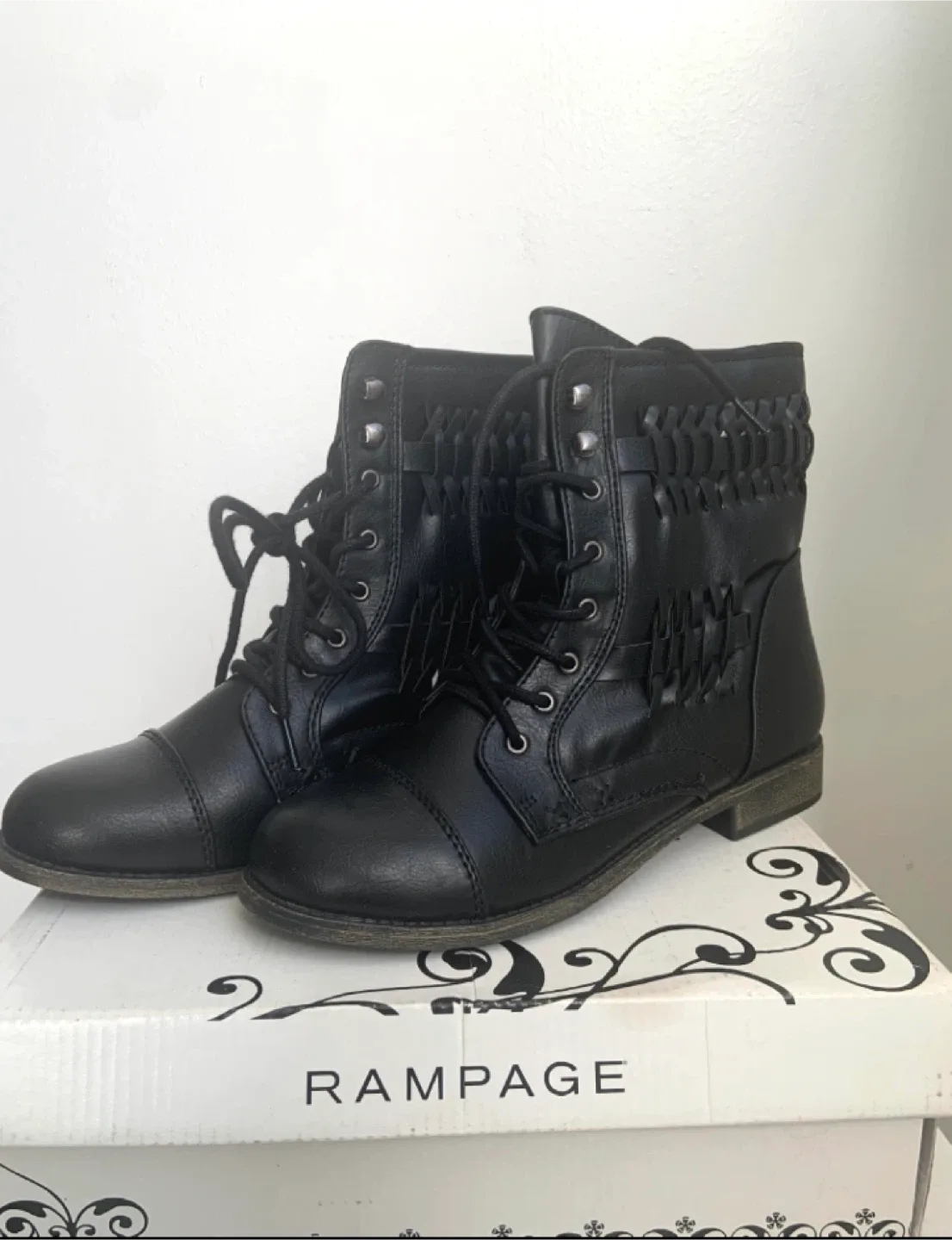 BRAND NEW Rampage Black Lace-Up Combat Boots image indicator(2)