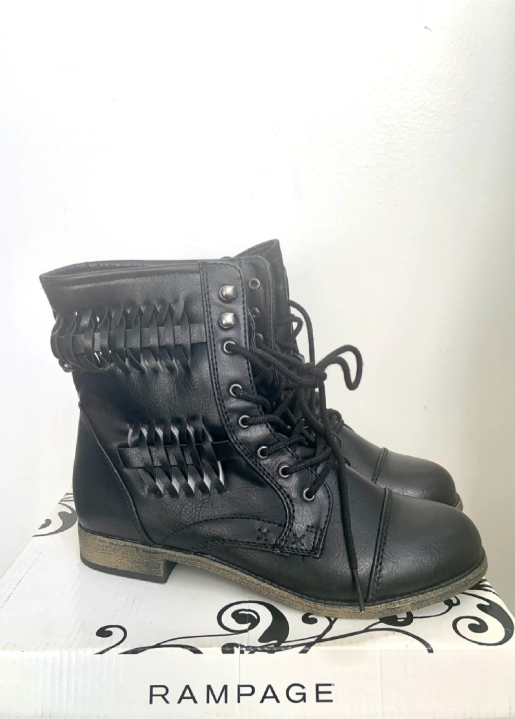 BRAND NEW Rampage Black Lace-Up Combat Boots - photo 2