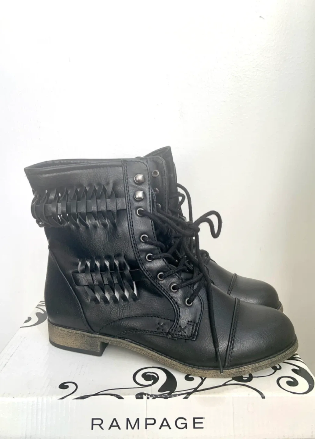 BRAND NEW Rampage Black Lace-Up Combat Boots