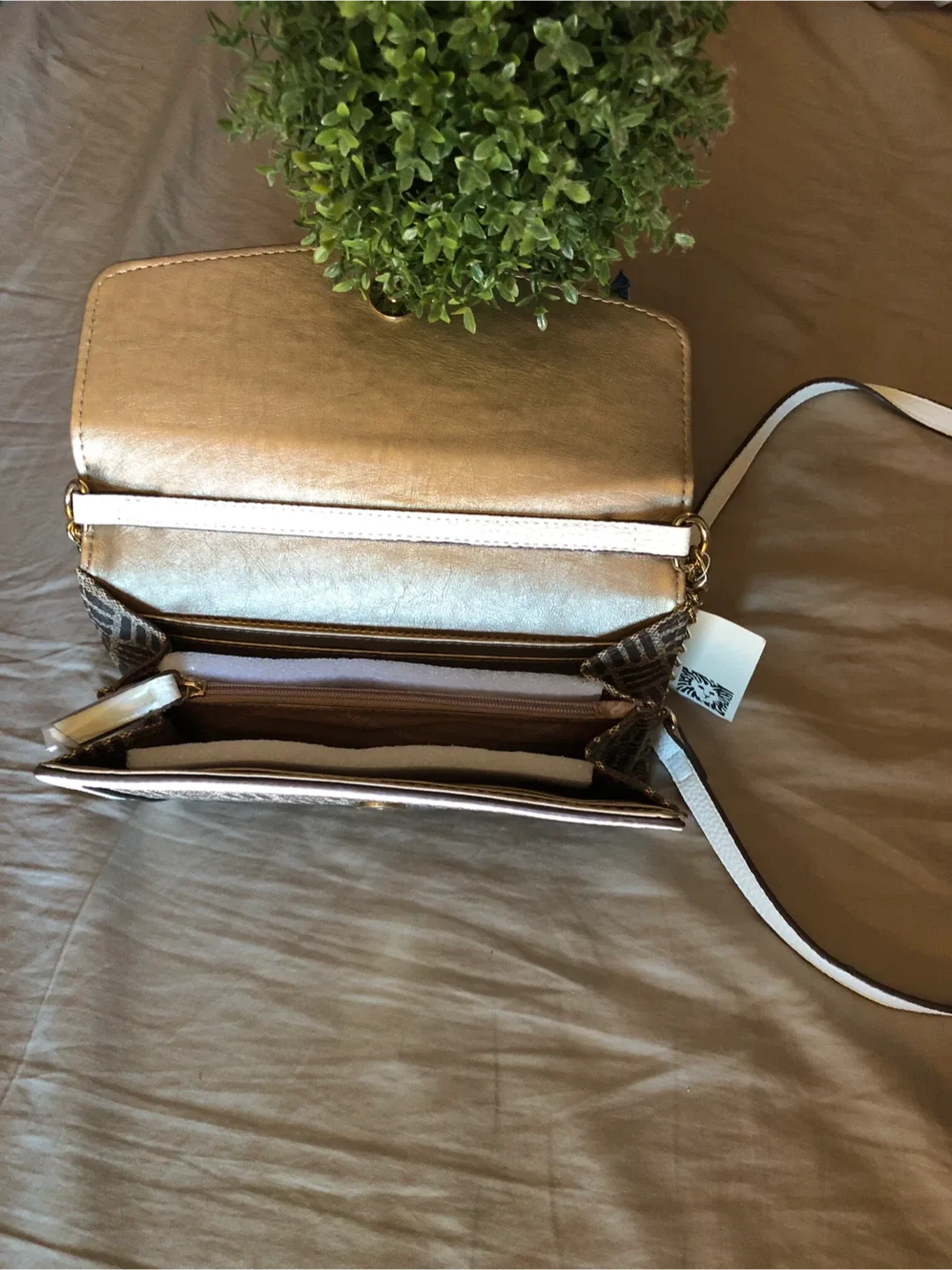 Anne Klein Logo Wallet on a Chain - Brown/White image indicator(6)