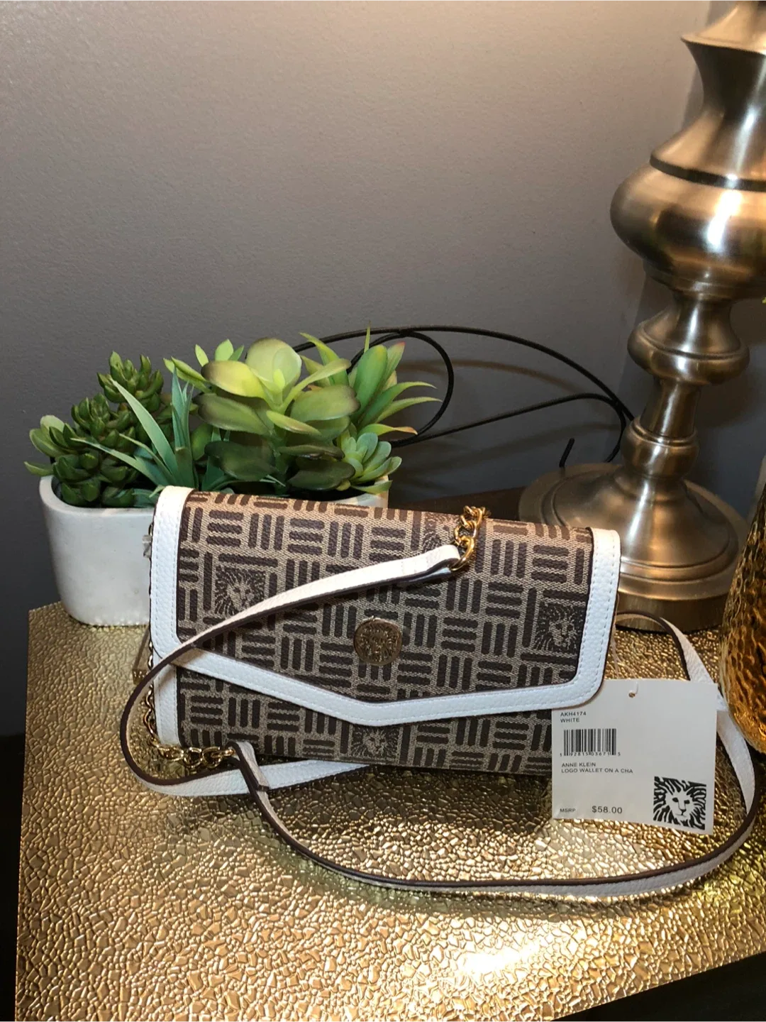 Anne Klein Logo Wallet on a Chain - Brown/White image indicator(5)