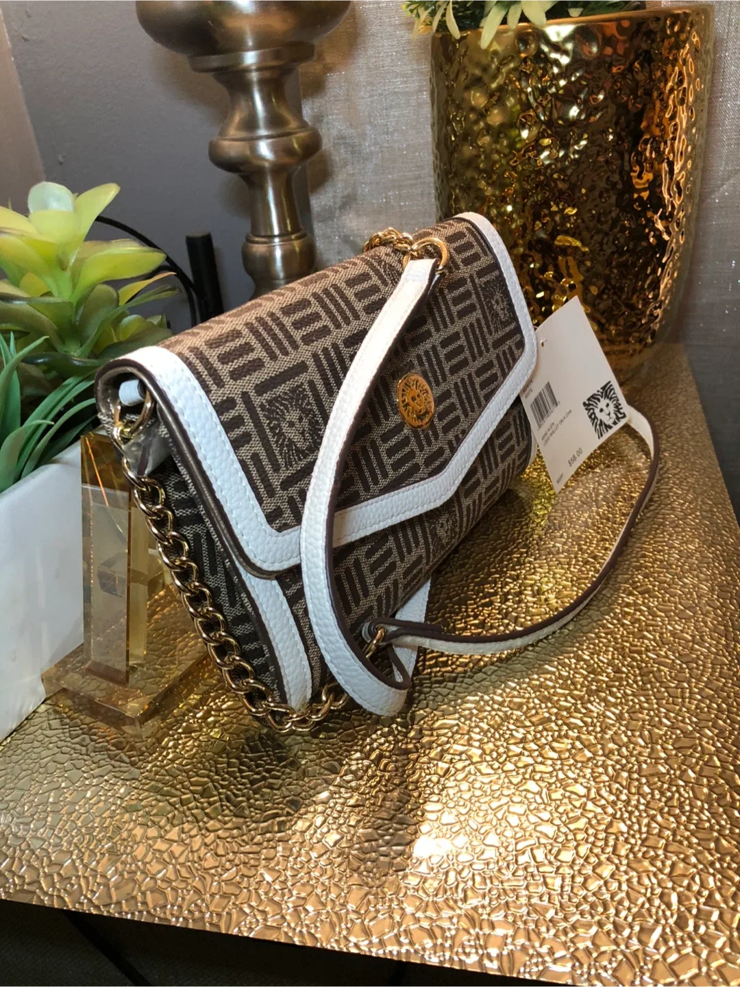 Anne Klein Logo Wallet on a Chain - Brown/White image indicator(2)