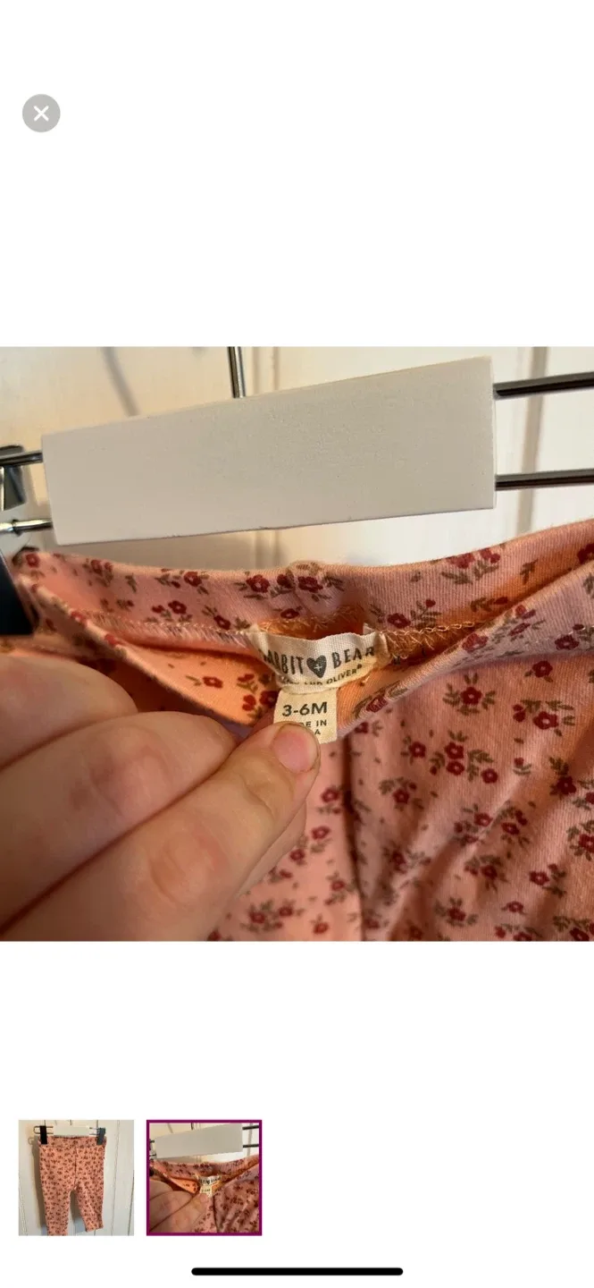 Rabbit Bear Floral Leggings, Size 3-6M image indicator(2)