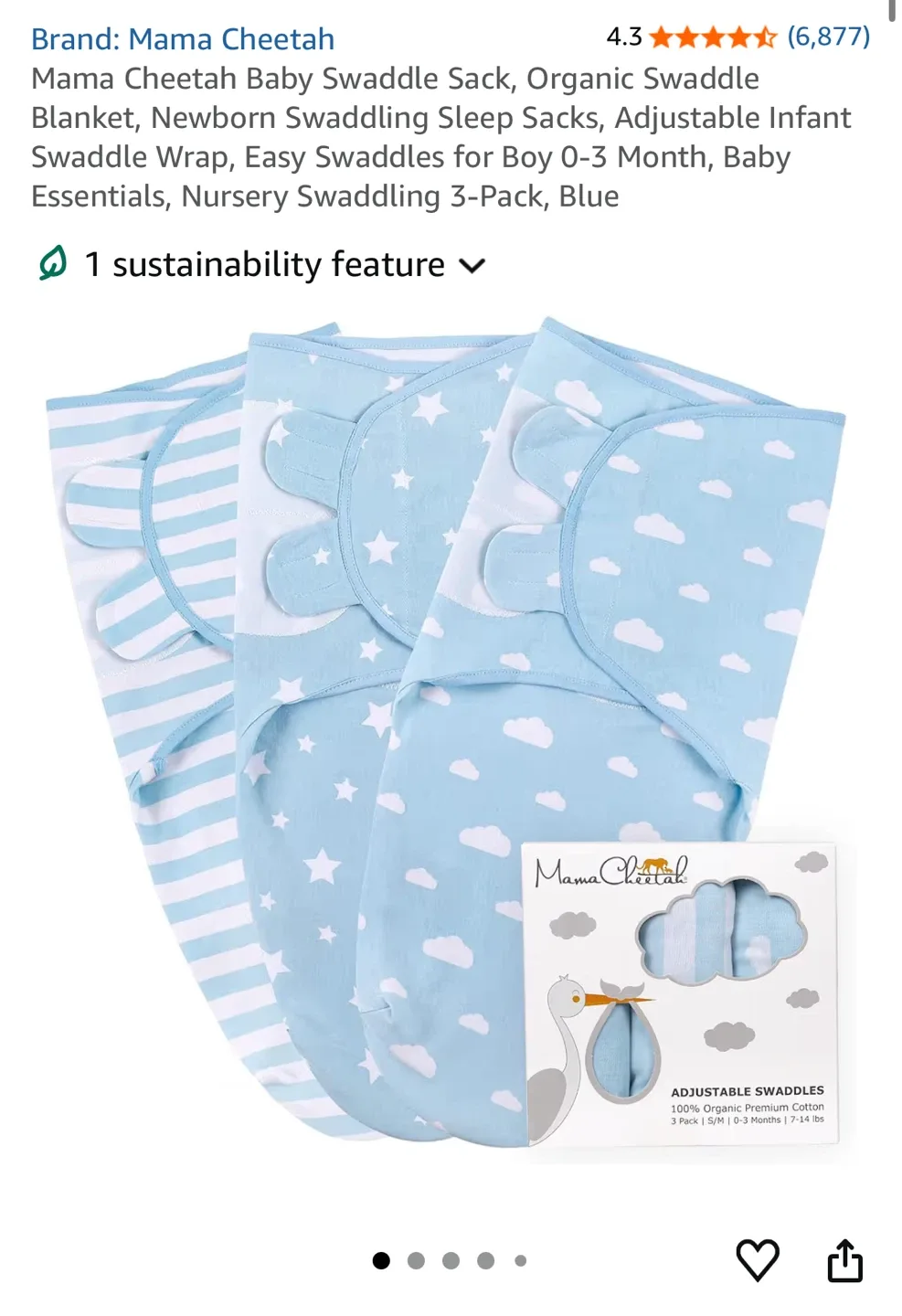 Mama Cheetah Baby Swaddle S/M (0-3 Months) - Blue