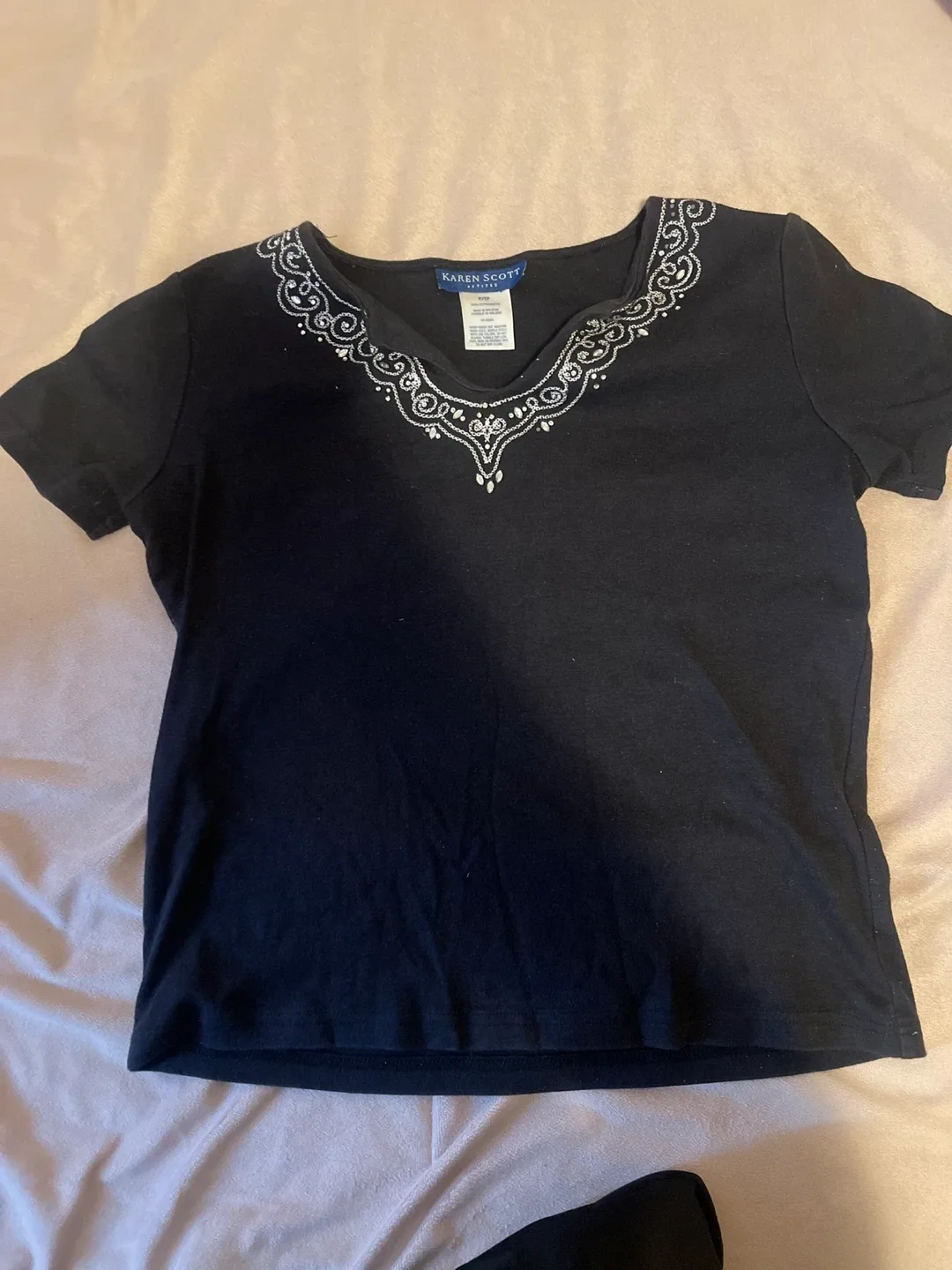 Karen Scott Petites Black Top - Size P/TP