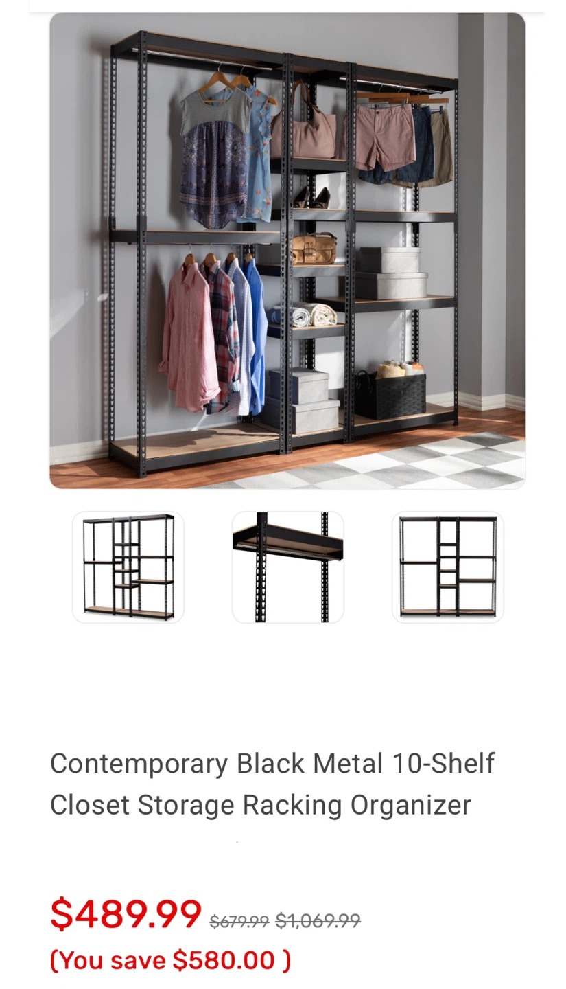 New Black Metal 10-Shelf Closet Organizer - photo 2