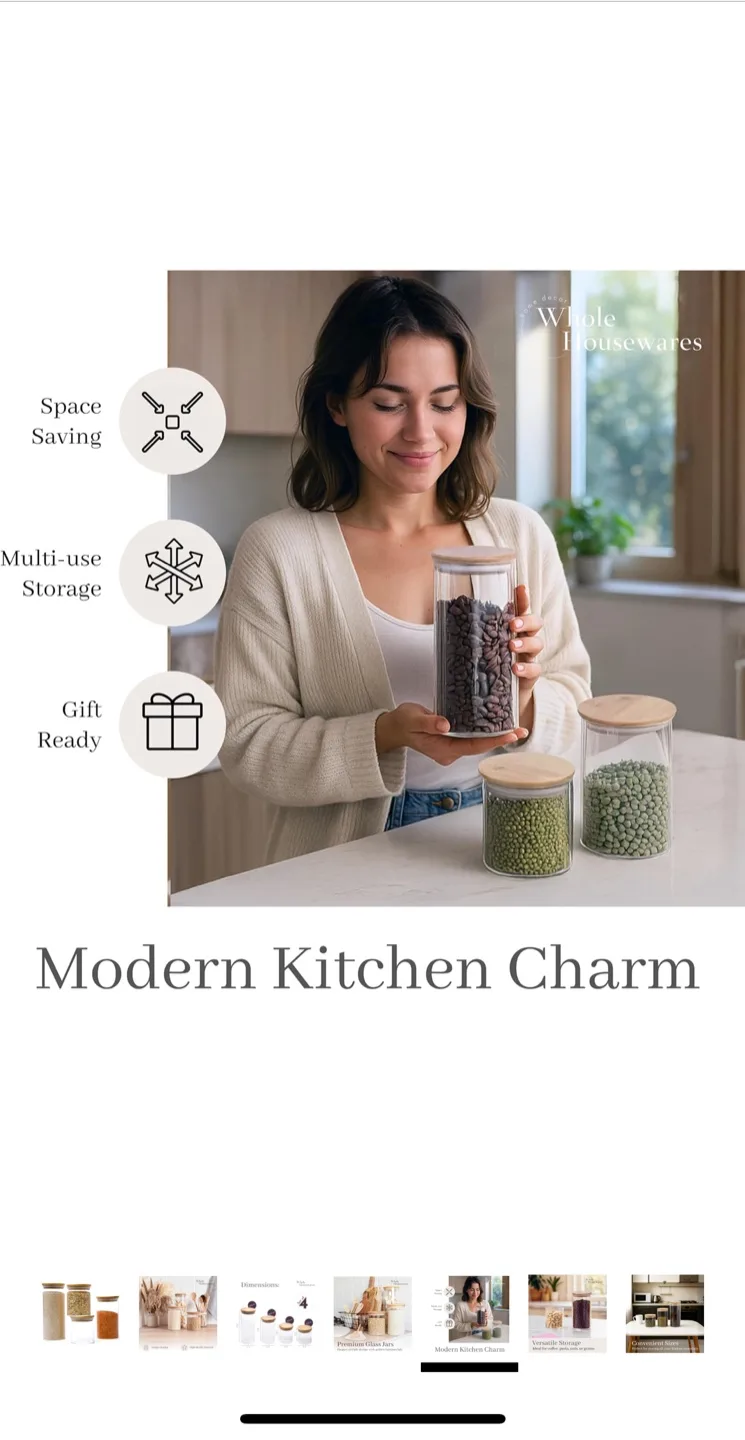 Glass Jars with Bamboo Lids - Set of 4 image indicator(5)