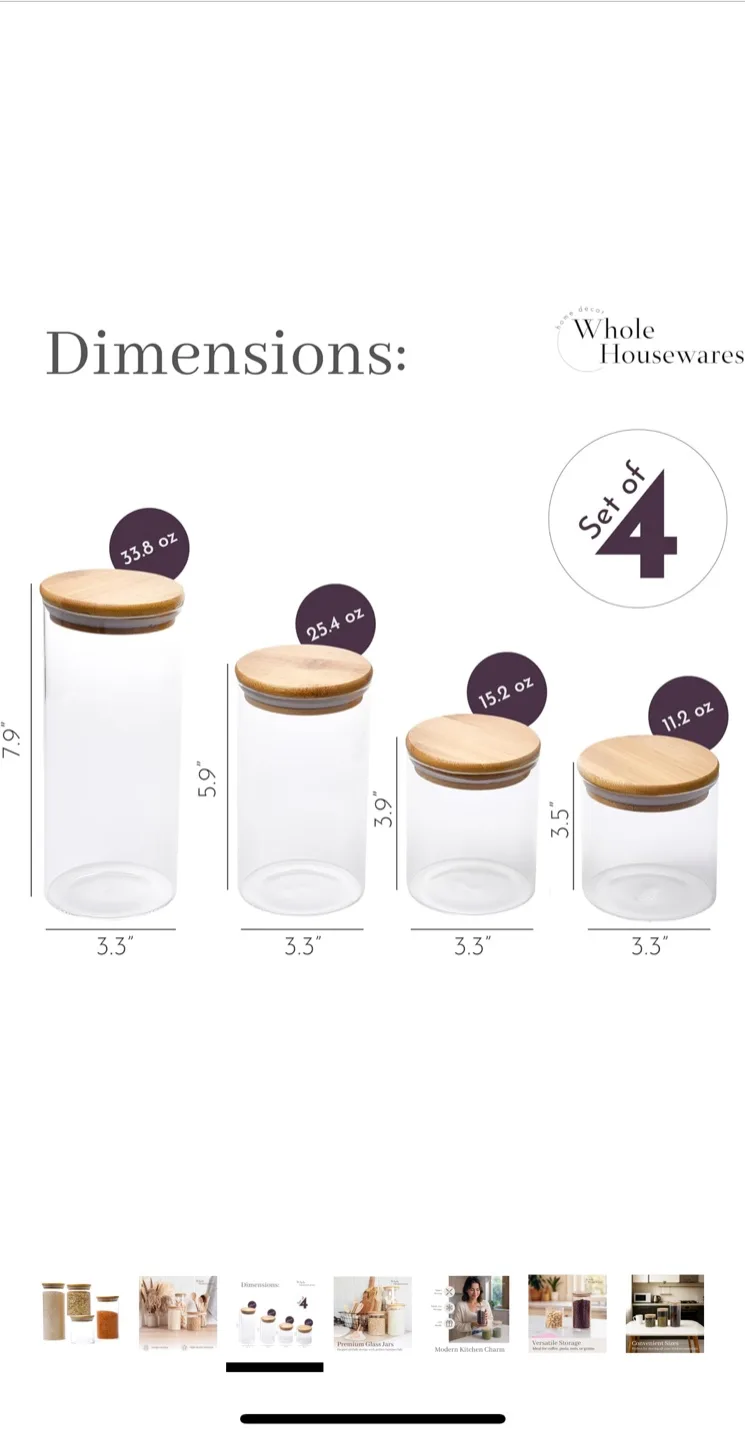 Glass Jars with Bamboo Lids - Set of 4 image indicator(3)