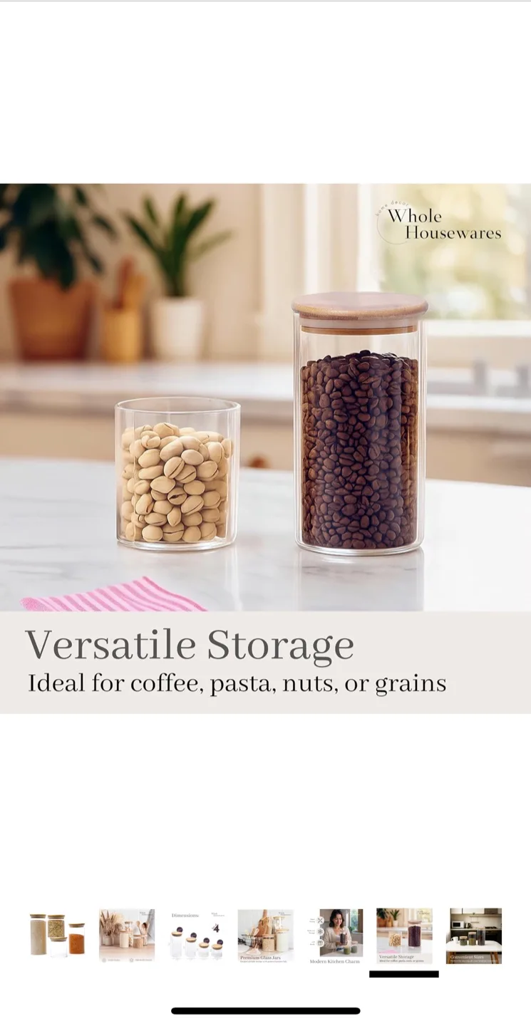 Glass Jars with Bamboo Lids - Set of 4 image indicator(6)