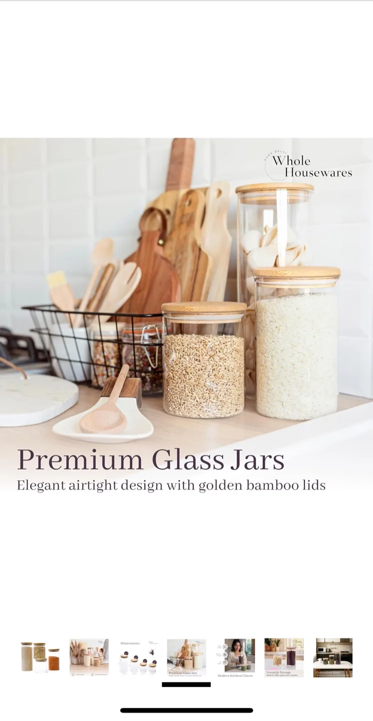 Glass Jars with Bamboo Lids - Set of 4 image indicator(4)