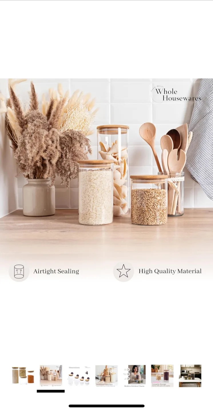 Glass Jars with Bamboo Lids - Set of 4 image indicator(2)