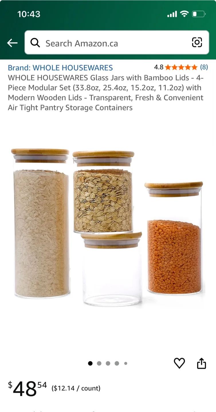 Glass Jars with Bamboo Lids - Set of 4