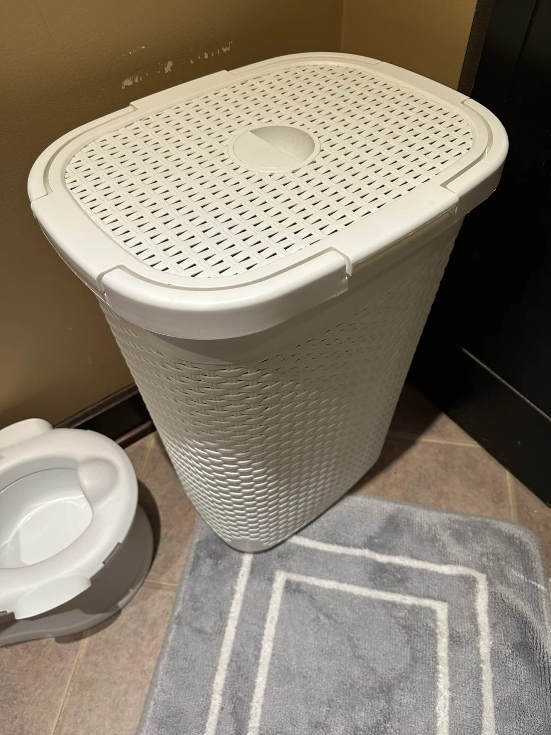 White Plastic Laundry Hamper