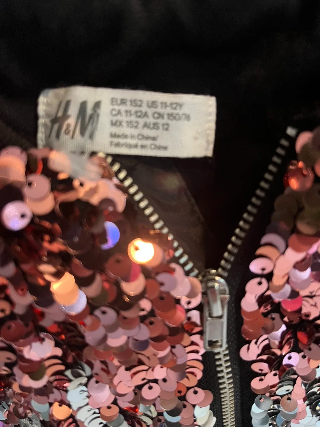 H&M Sequin Bomber Jacket Size 11-12 image indicator(5)