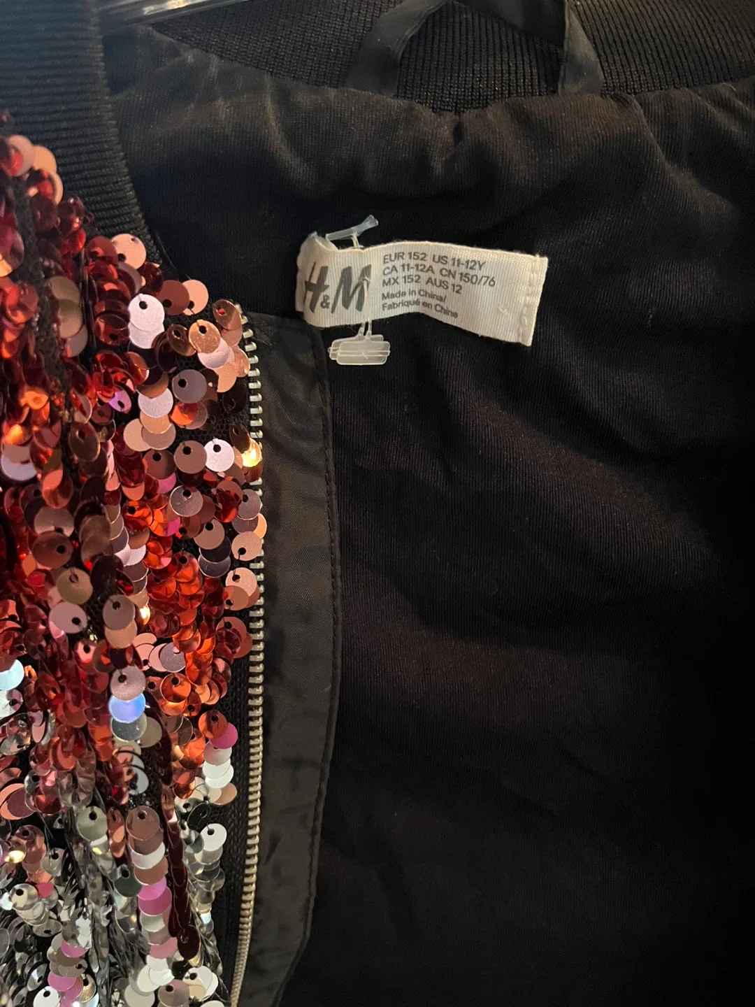H&M Sequin Bomber Jacket Size 11-12 image indicator(3)