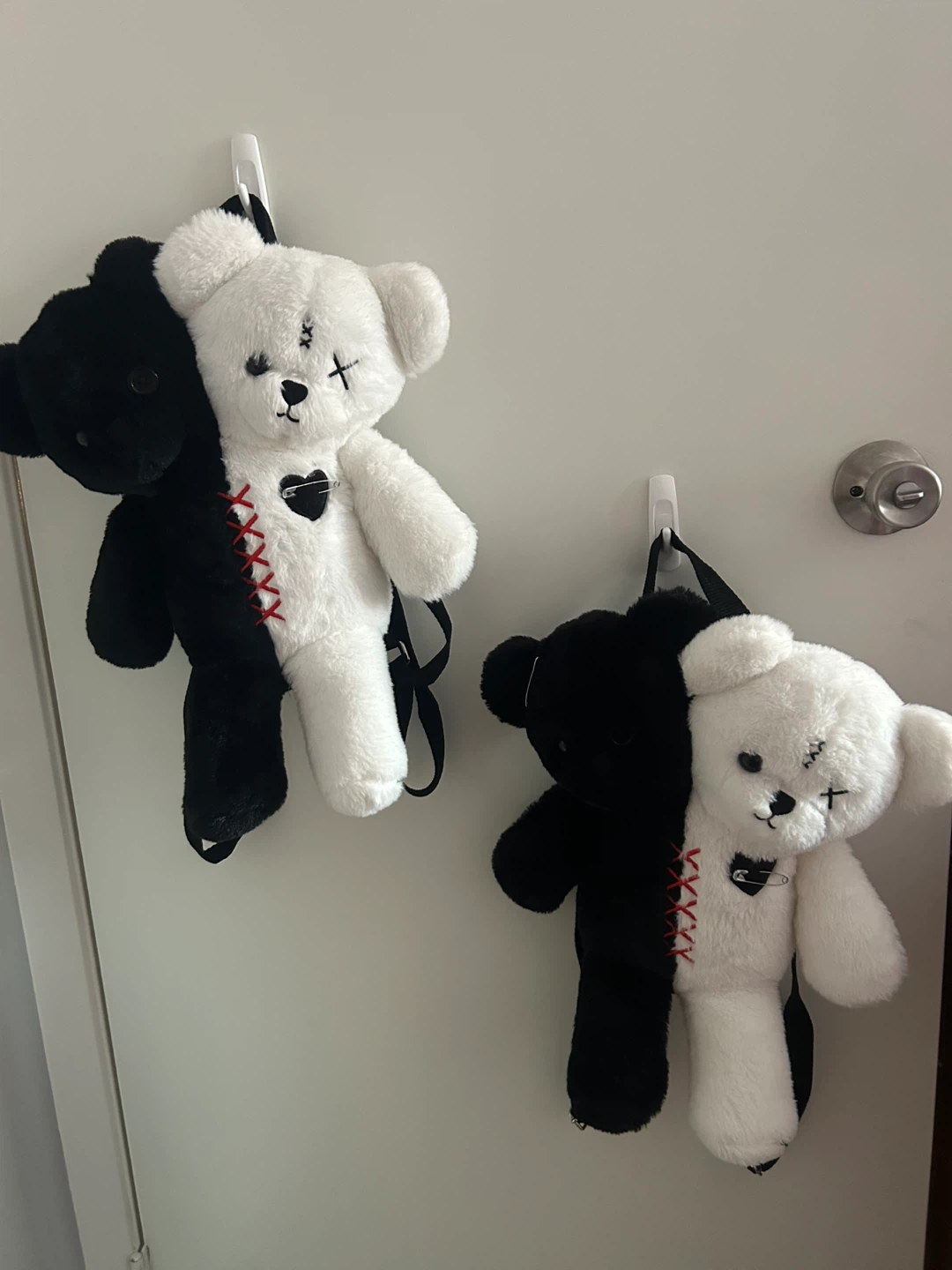Black & White Double-Headed Bear Plush Mini Backpack