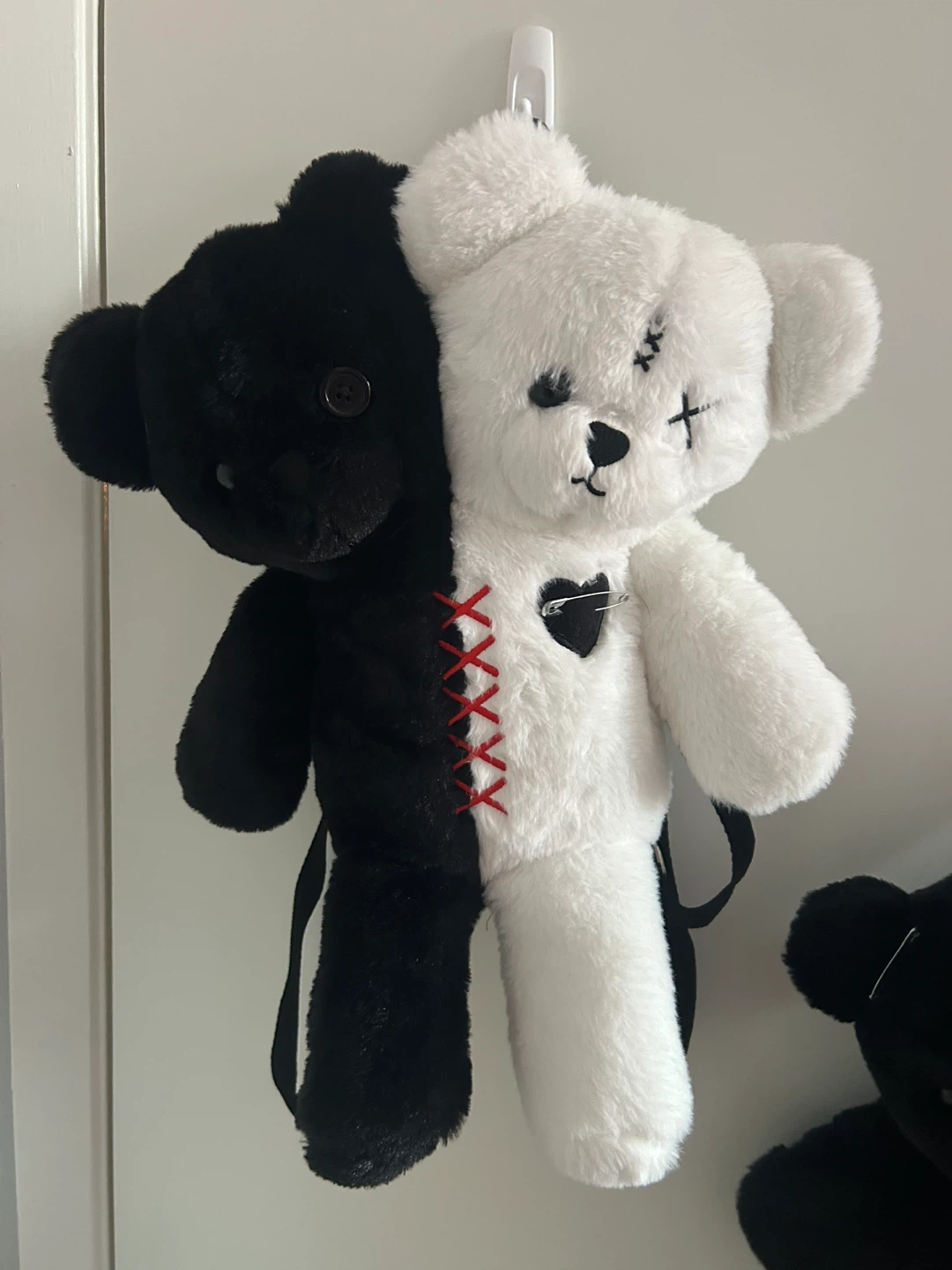 Black & White Double-Headed Bear Plush Mini Backpack - photo 3